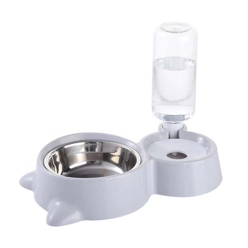 Cuenco doble para perros y gatos, juego de cuencos para agua y comida con cuenco extraíble de acero inoxidable, botella para beber automática, comedero para perros y gatos pequeños y medianos