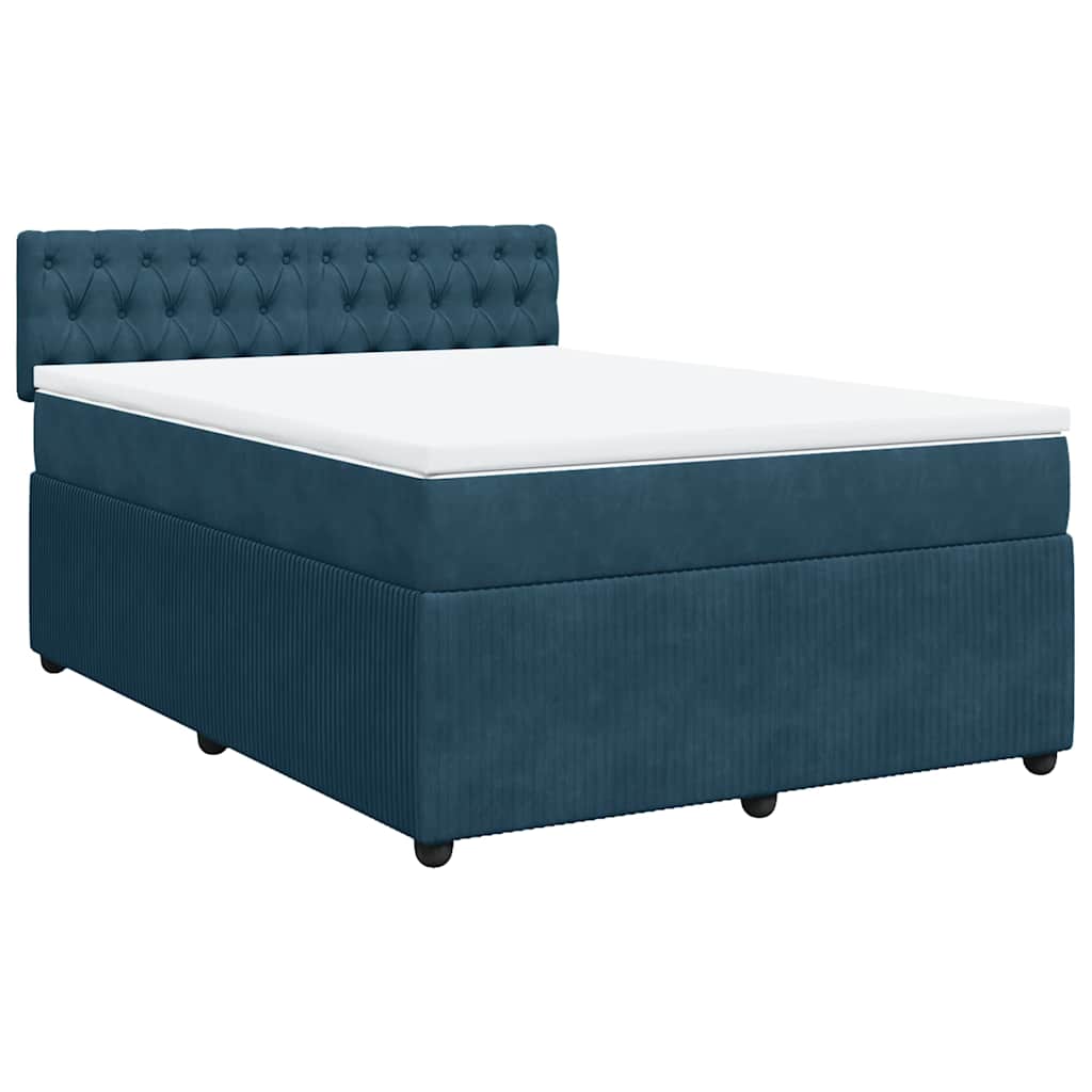vidaXL Cama box spring con colchón terciopelo azul 140x200 cm