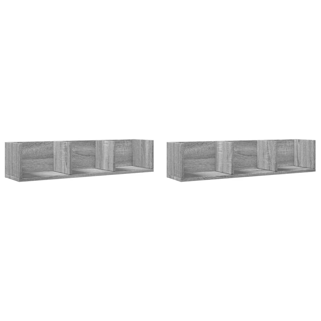 Vidaxl Mueble de Pared 2 Uds Madera de Ingeniería Blanco Roble Sonoma 75x18x16.5cm