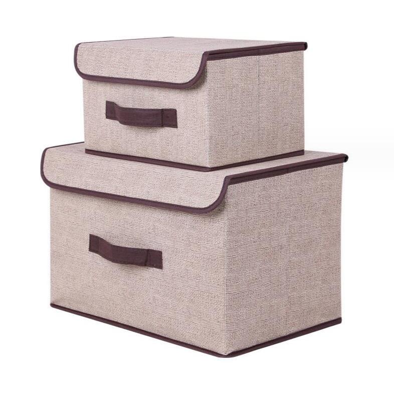 2 Caja de almacenamiento de tela no tejida con tapa, lavable, zapato portátil, a prueba de polvo, plegable, para ropa, cosméticos, almacenamiento doméstico,almacenamiento plegable, caja de almacenamiento móvil grande
