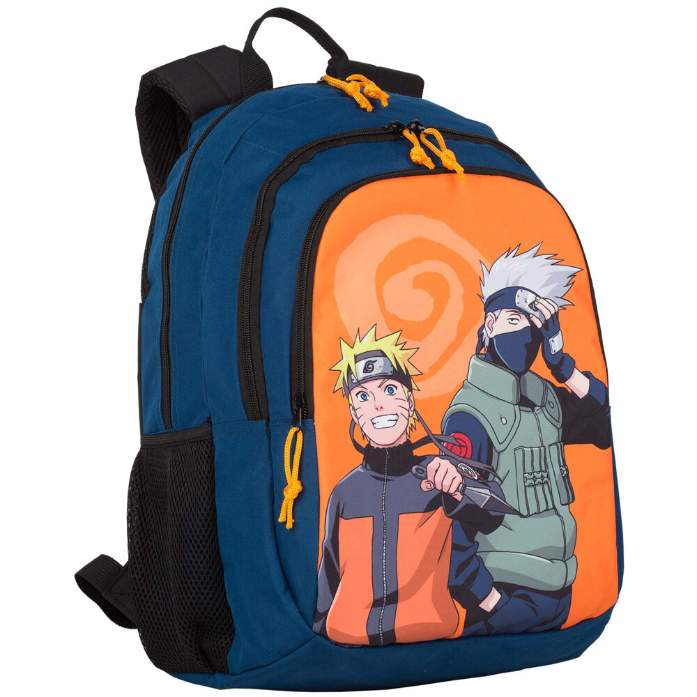 Mochila Escolar Naruto - Doble Compartimento y Bolsillo Frontal - Adaptable a Carro - Tamaño: 42x31x19cm - Bolsillos Laterales - Portaordenador E Interior Forrado - Espaldera Acolchada