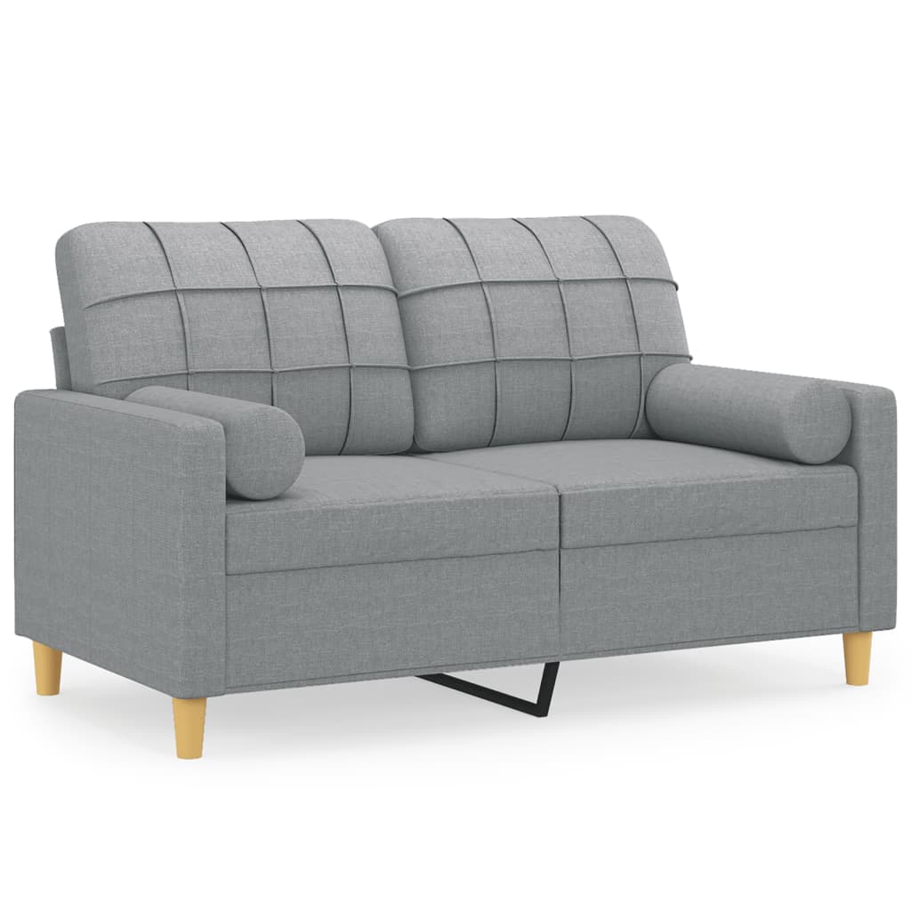 vidaXL Sofá de 2 plazas con cojines tela gris claro 120 cm