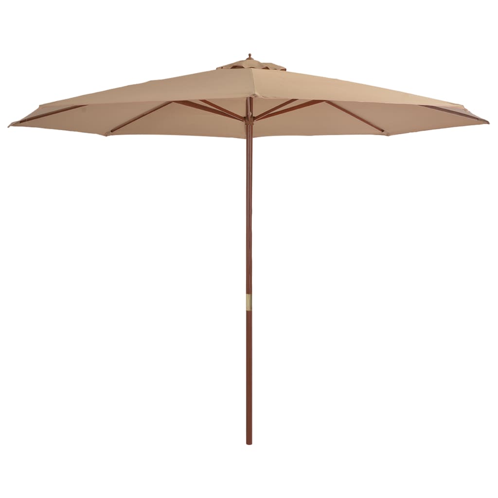 vidaXL Sombrilla de jardín con palo de madera 350 cm Color Blanco arena, Verde, Antracita