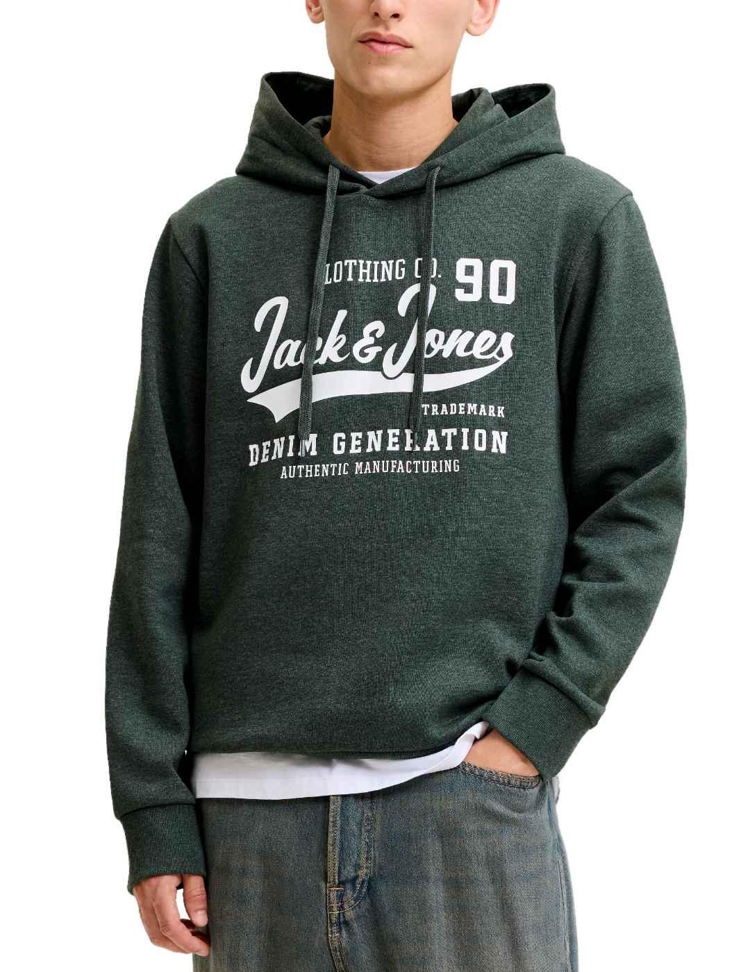 Sudadera Jack&Jones Logo Hood verde hombre