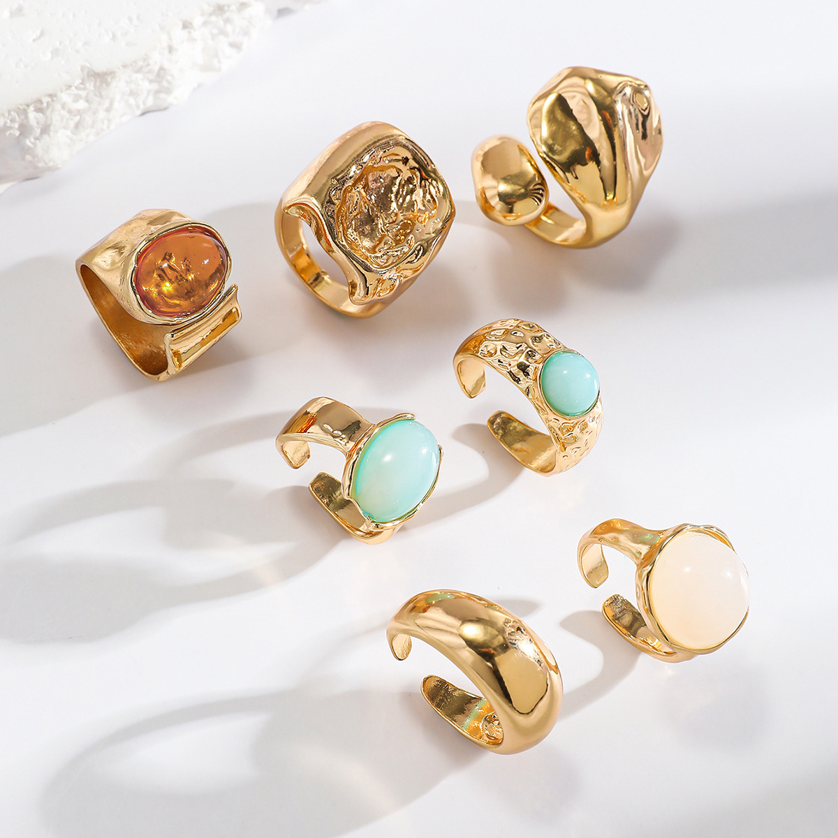 Conjunto de anillos gruesos vintage para mujer, anillos apilables, joyería de moda, tamaño ajustable