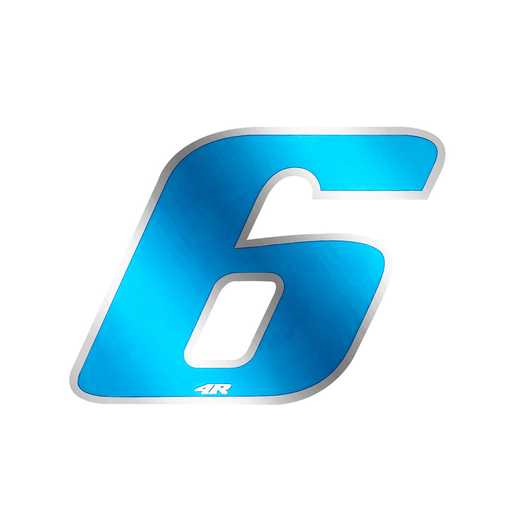 Pegatina Race Number para Motocicleta "6" Azul 100x130mm