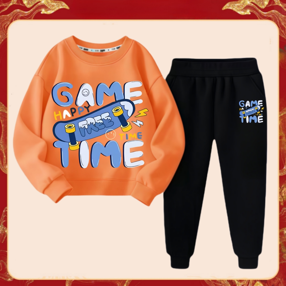 TK Conjunto De Ropa Para Niños Primavera 'Juego De Tiempo' Camiseta Impresión Y Pantalones 2 Piezas Traje De Verano Para Bebés Niñas