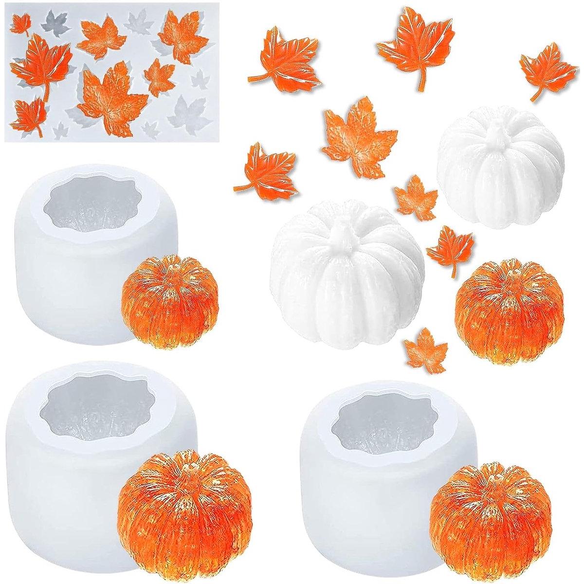 Pompoen Silicone Mallen - Halloween Kaars Mal - 3D Pompoen Vormen - Handgemaakte Zeepvorm - Kaars Mal - Kaarsenmal - DIY Kaarsen - Voor Halloween en Herfst - 4stuks
