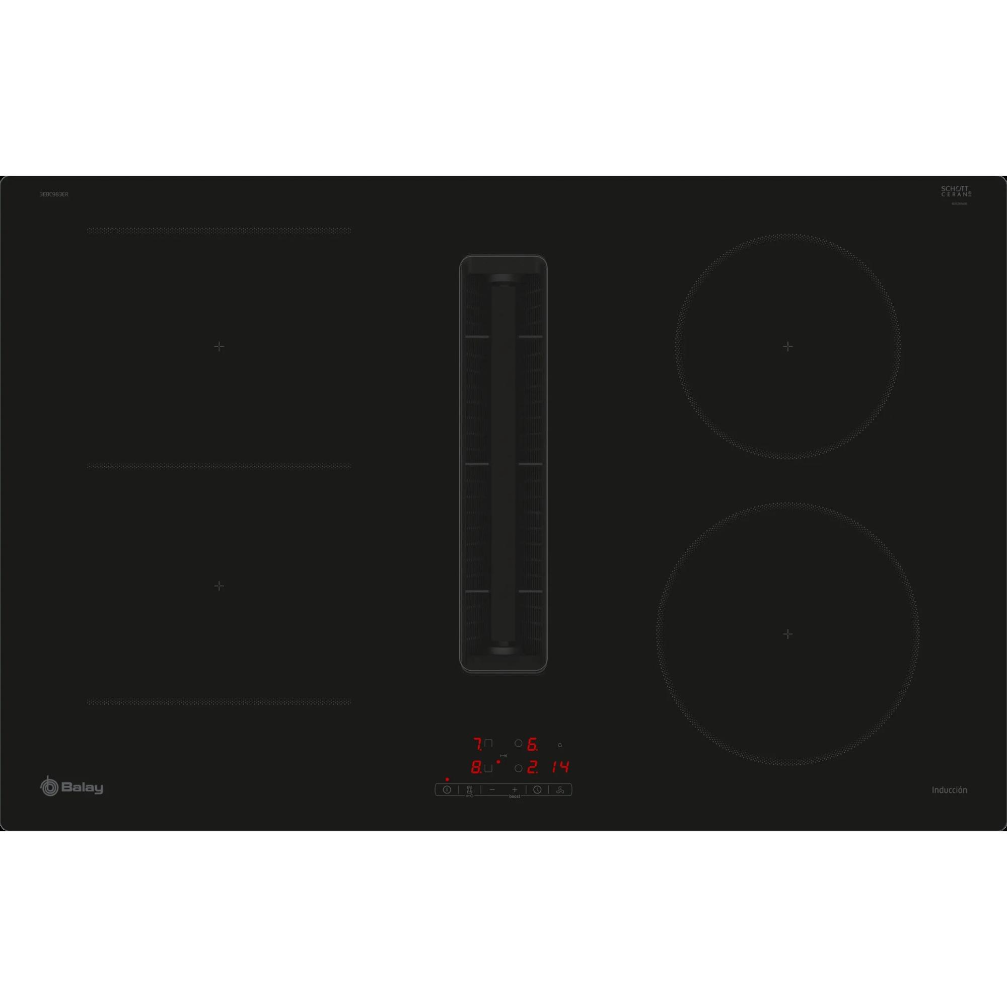 Balay – Placa inducción Balay extractor integrado, con 3 zonas de cocción – EBC983ER.