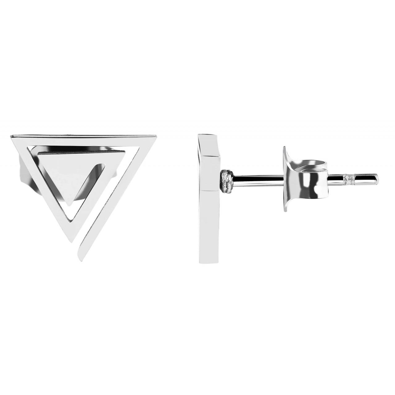 Akzent® Pendientes Triângulos Prateados em Aço Inoxidável