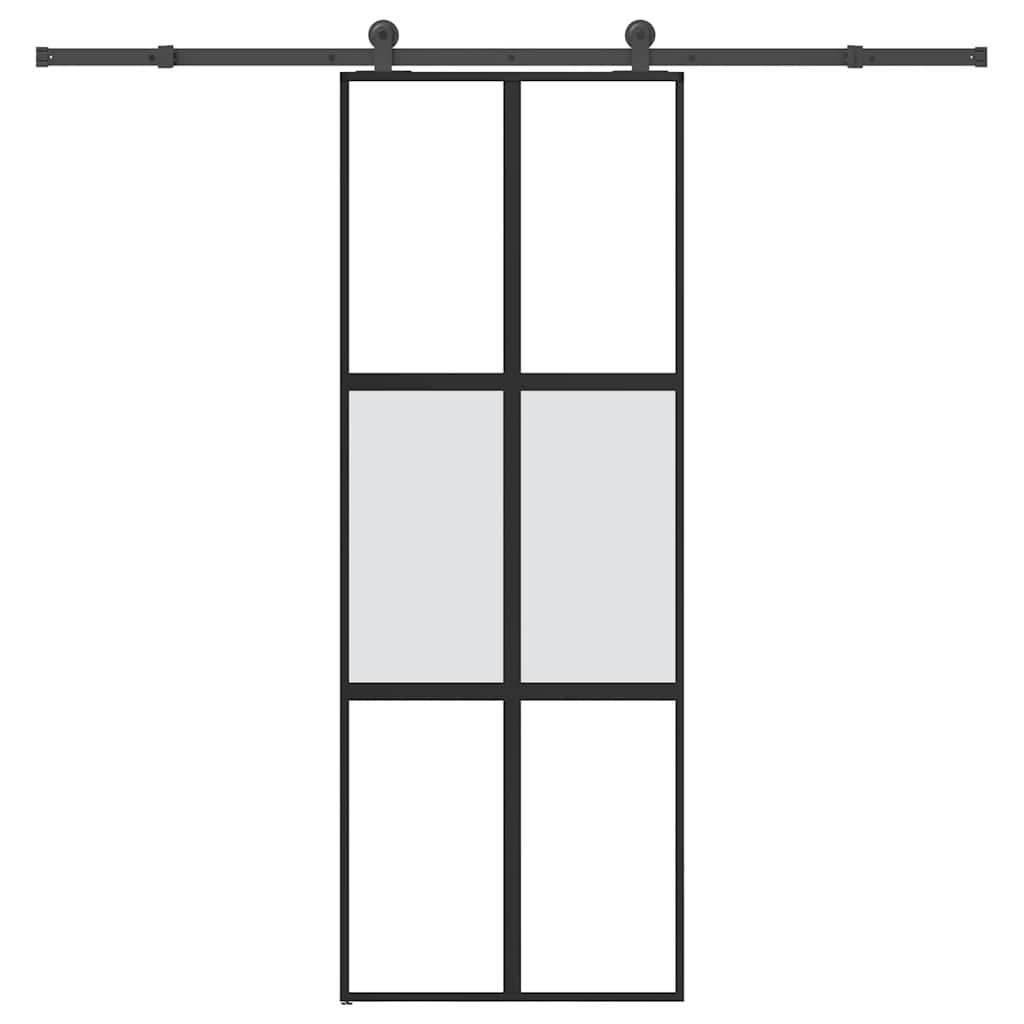 vidaXL Puerta corredera set herrajes vidrio templado aluminio 76x205cm