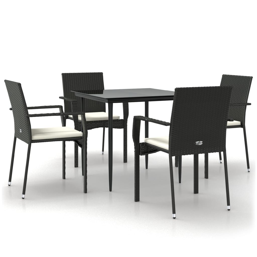 vidaXL Set de muebles jardín 5 pzas con cojines ratán sintético negro