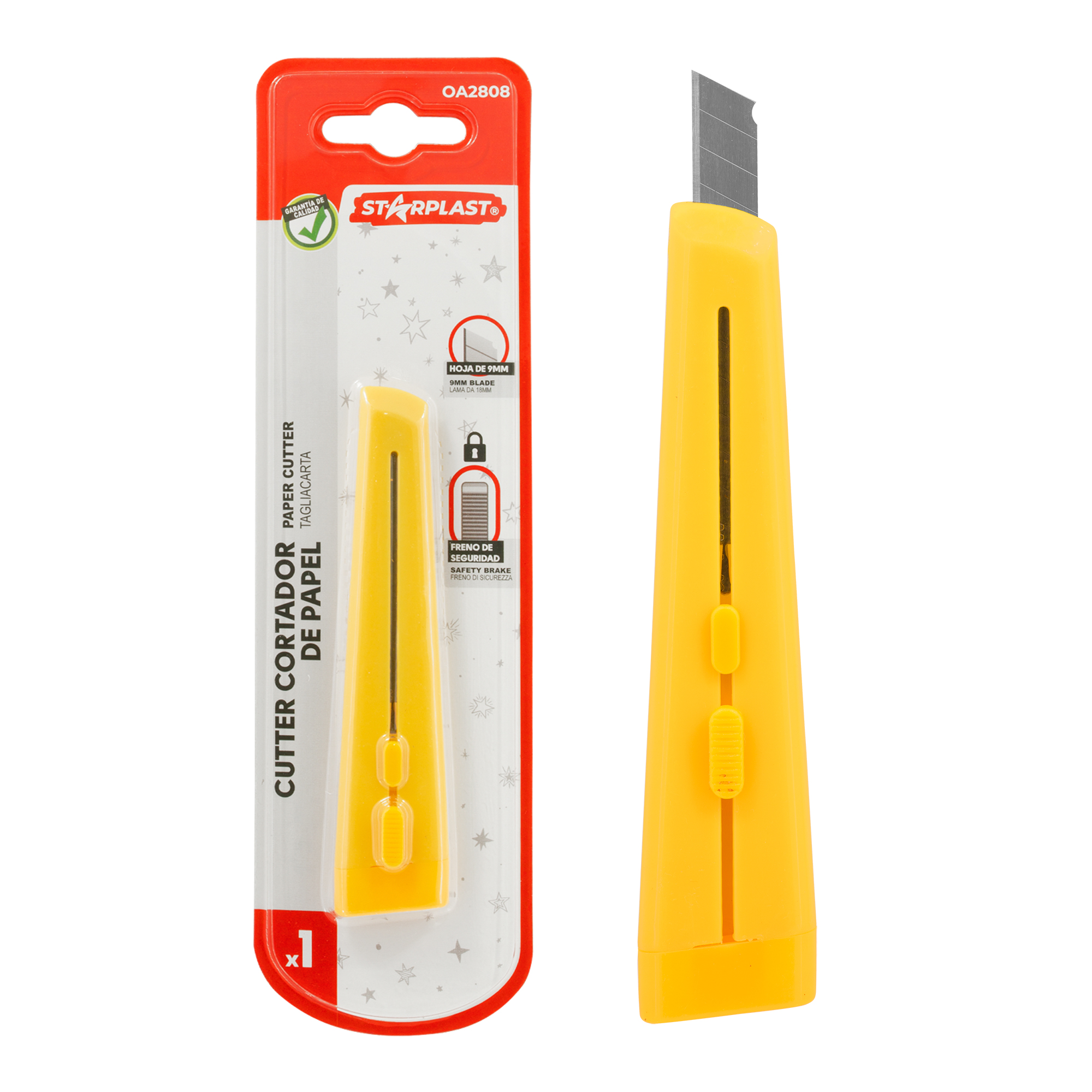 Tijeras Cutter Starplast con Freno de Seguridad, Hoja Seleccionable y Diseño Divertido