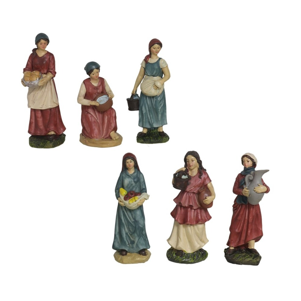 Figura Pastor / pastora Belen 6 piezas 15 cm resina Para Decoración de Navidad - Gerimport