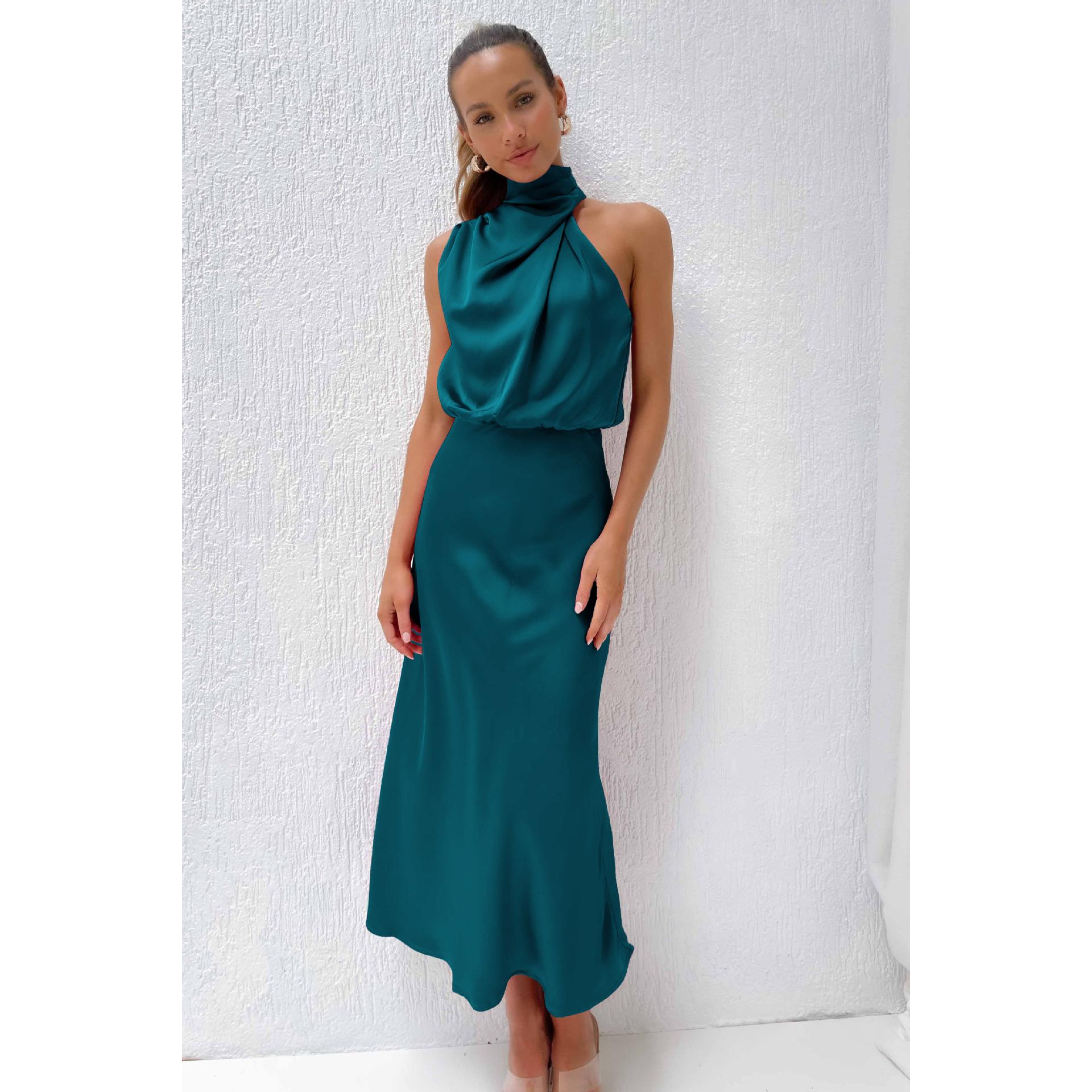 Om Home Vestido de Satén Sin Mangas, Vestidos de Noche, Primavera, Verano