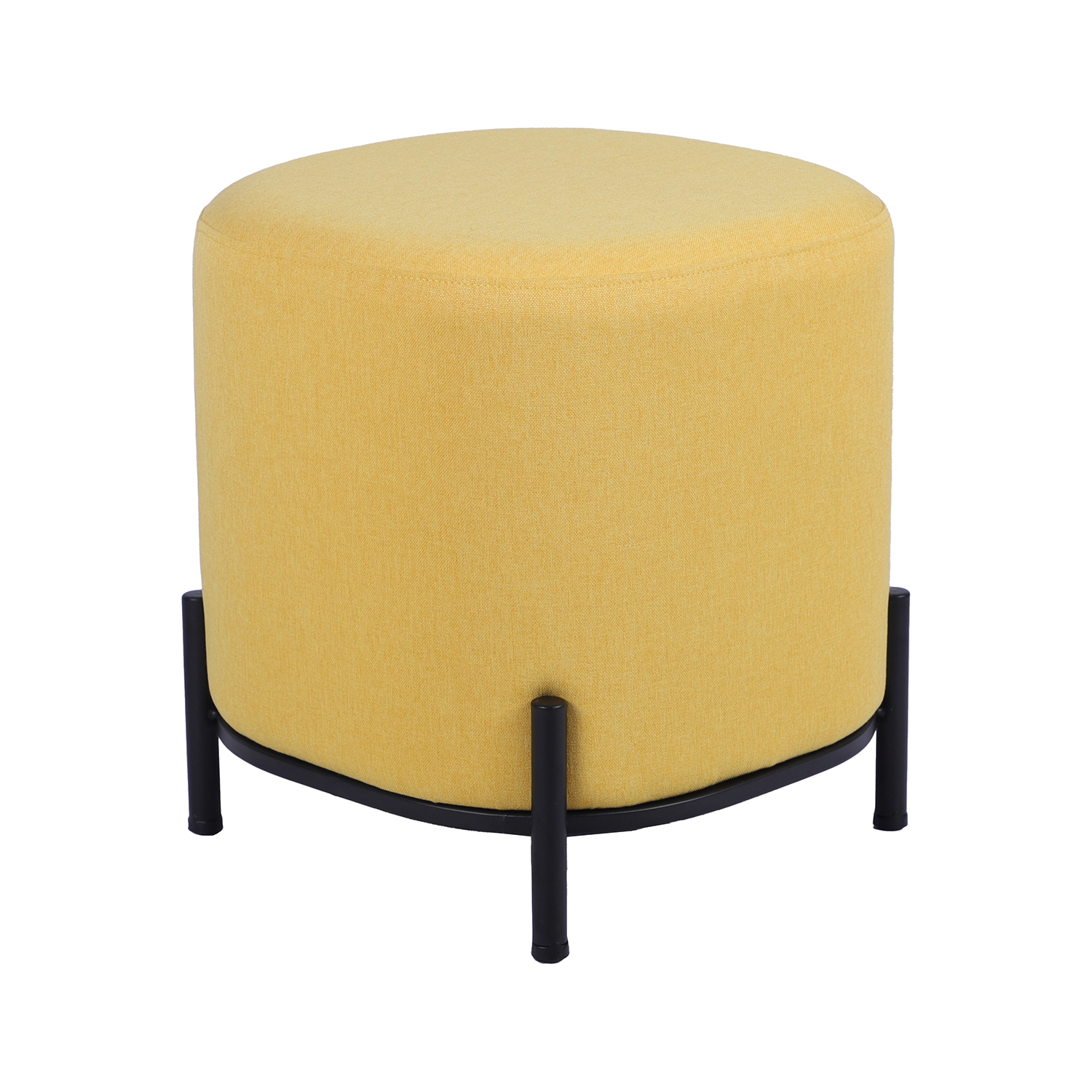 Puf tapizado amarillo con patasmetal negro 38x41cm