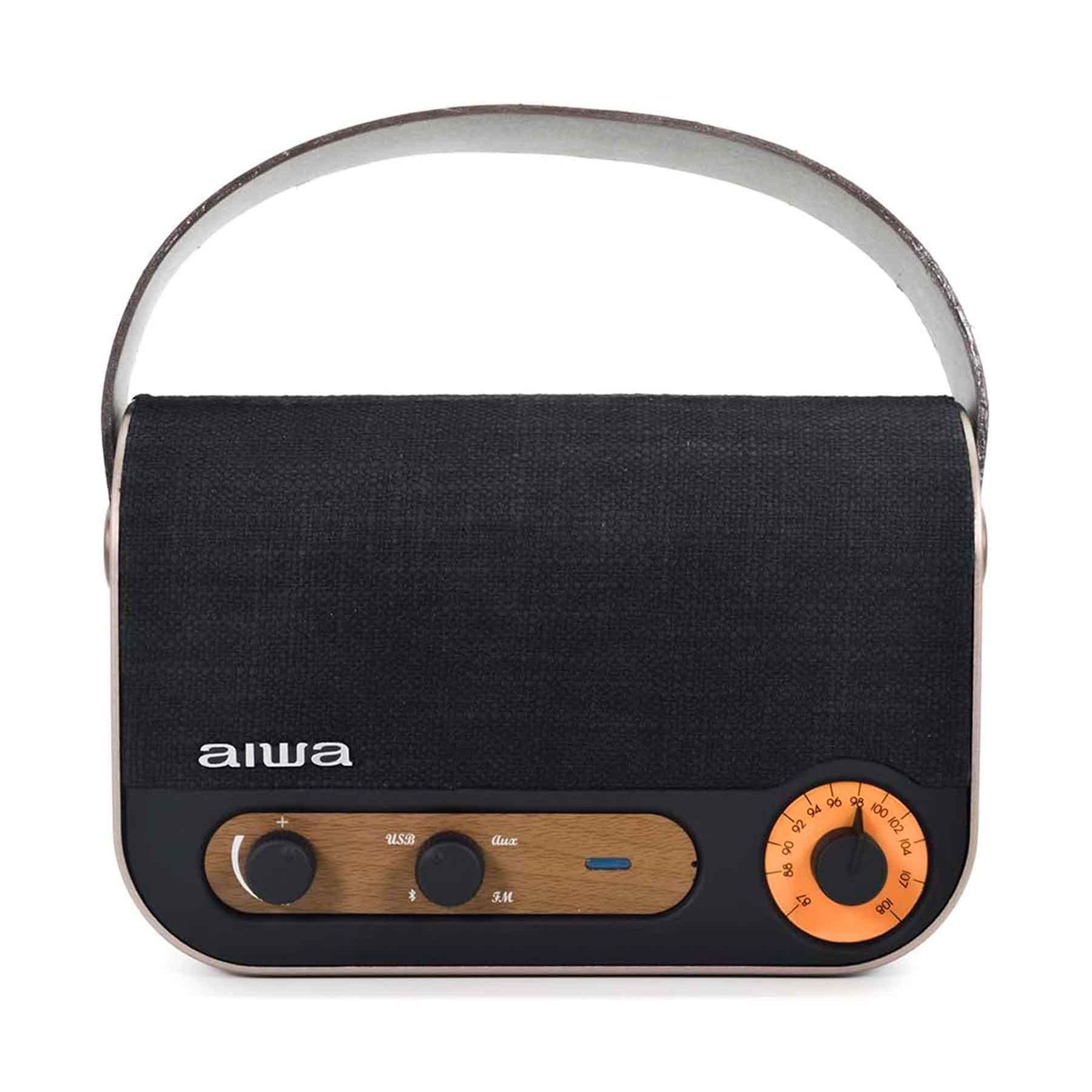 Aiwa - Altavoz bluetooth portátil RBTU-600 con diseño vintage, 10 W y batería de 2200 mAh para 6 horas de autonomía
