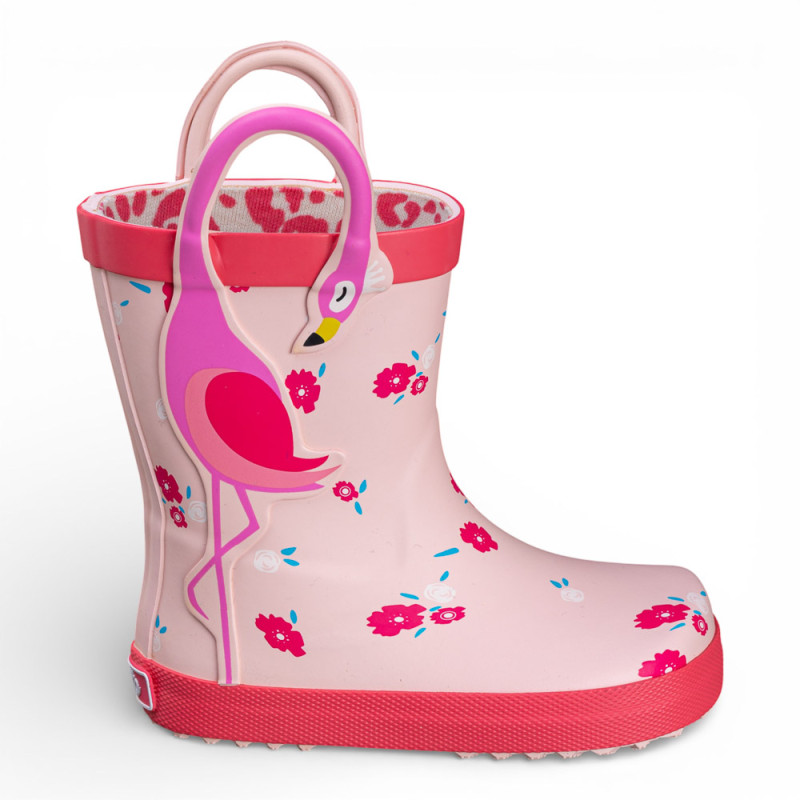 Chetto - Botas de agua barefoot para niñas con diseño de flamenco rosa, suela flexible y cero drop