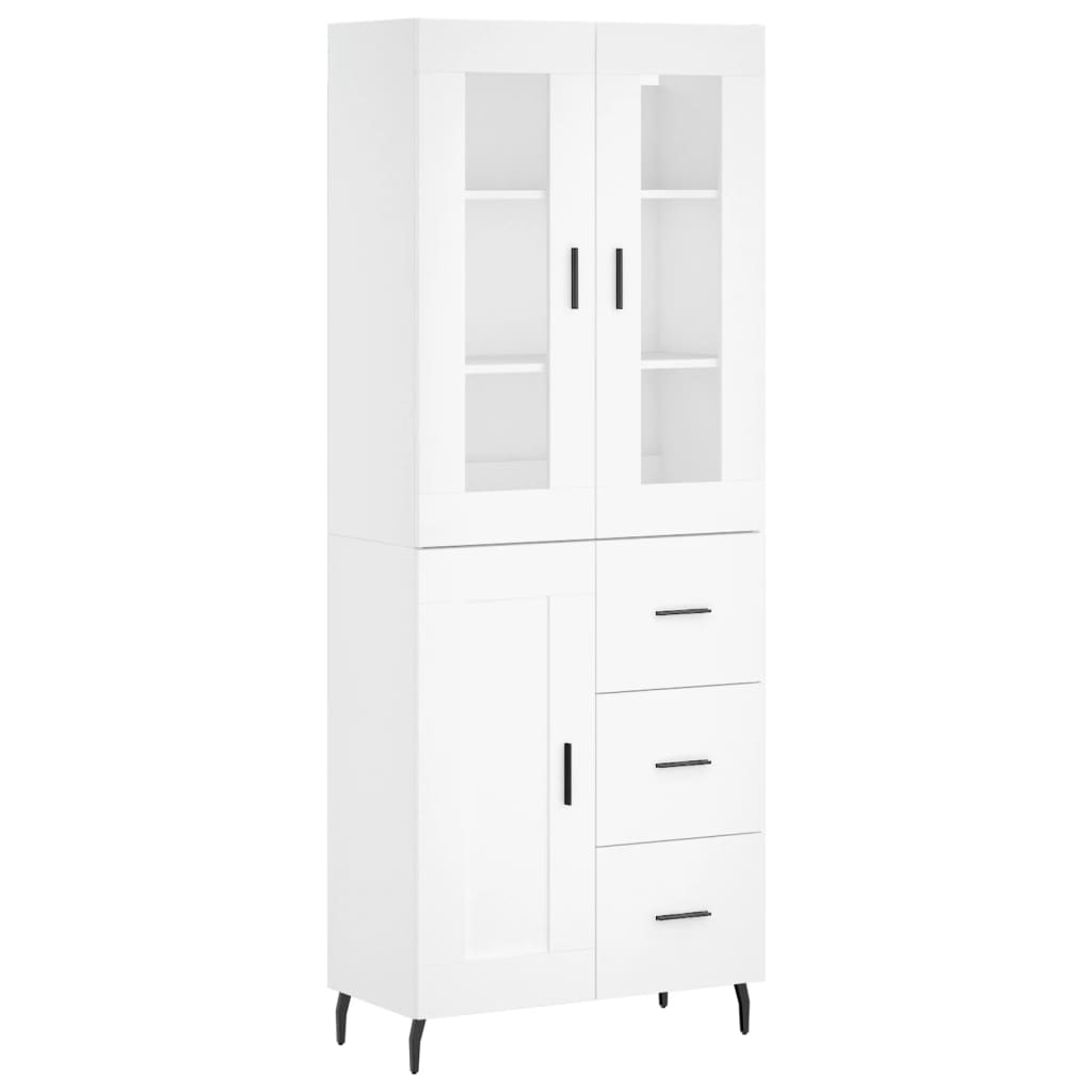 Vidaxl Aparador Alto de Madera Contrachapada con 1 Puerta y 3 Cajones - Gris Hormigón