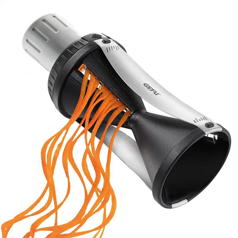 Cortador en Espiral Spirelli 2.0 de GEFU con Protector de Dedos para Verduras, Acero Inoxidable Japonés, Ideal para Ensaladas y Pasta de Verduras