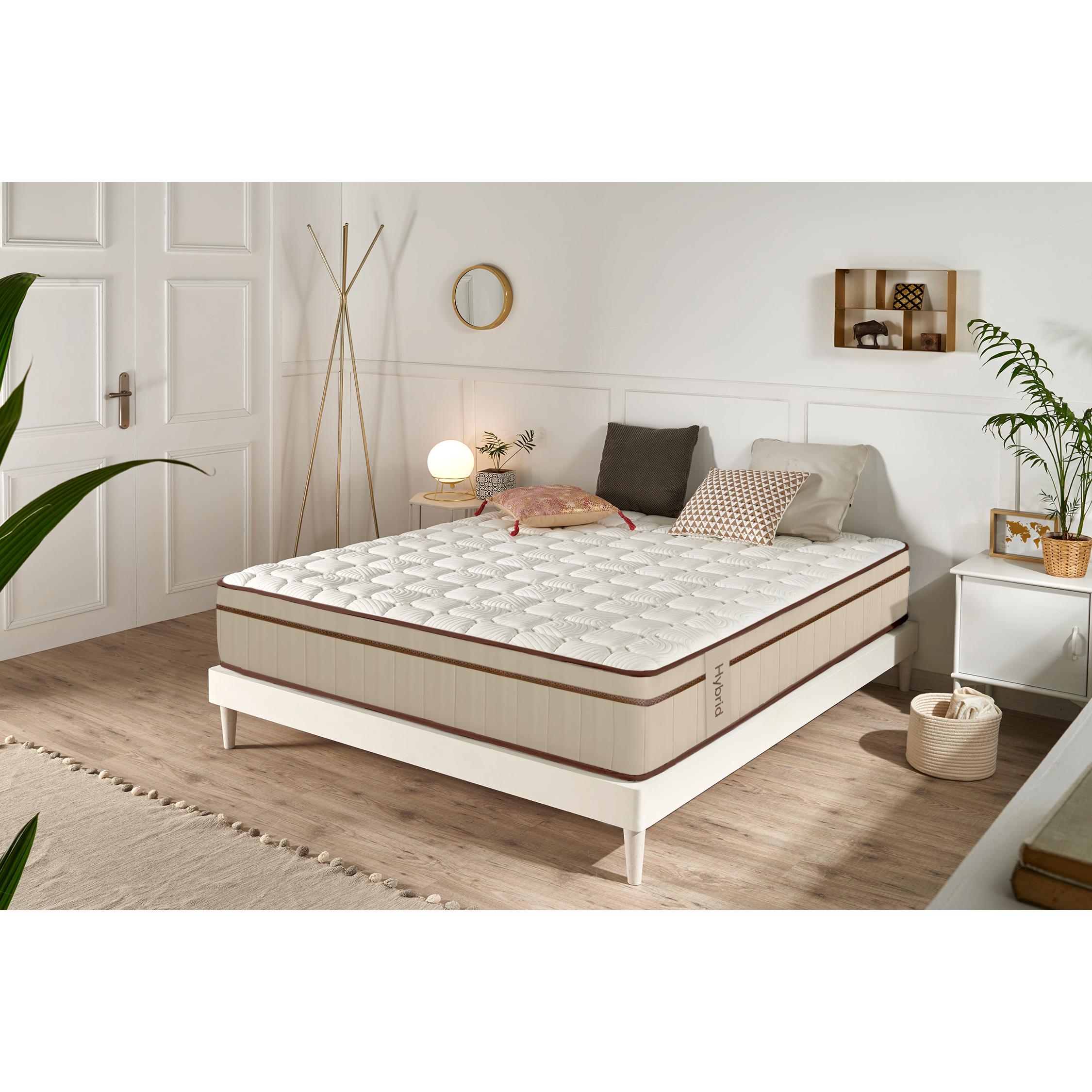 Colchón Muelles ensacados Hybrid - Ergonómico - Independecia de lechos - Transpirable - 27 CM - Blanco - 80X180 - Moonia