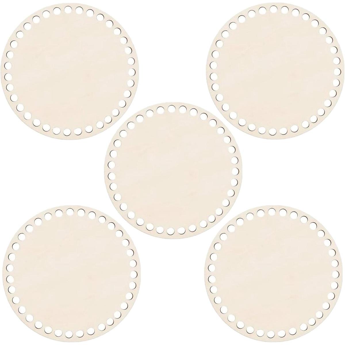 5pcs Houten Vloeren voor Haakwerk - 4 inches - Haakmand Bodem voor Haken - Haken Bord - Houten Basis voor DIY Mand, Weven, Ambachten, DIY Decoratie, Huisdecoratie