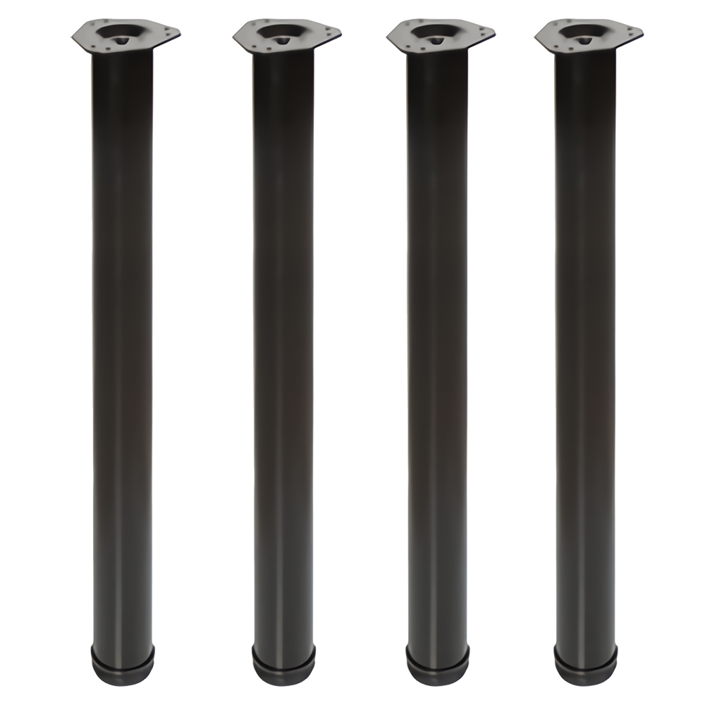 4 un. Pata pie redonda para Mesa en acero diametro 60mm altura 870mm pintura negra con regulador Nivelador
