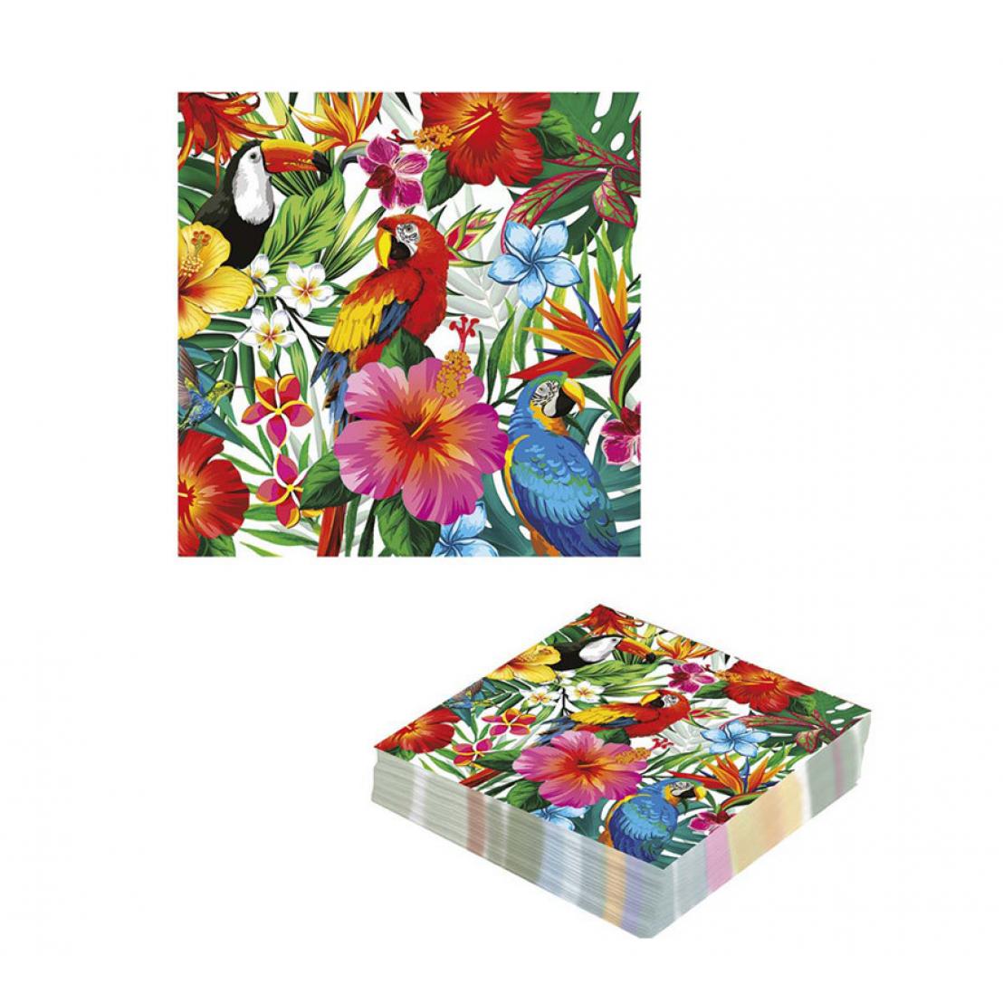 Guirca Pack de 12 Servilletas Estampado de Hawai de 33X33 cm