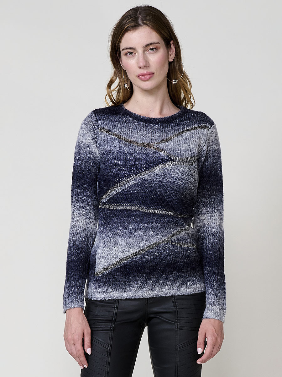Koroshi - Jersey de mujer de punto con hilo metalizado y lentejuelas, diseño festivo elegante para ocasiones especiales – Koroshi 2522TR15