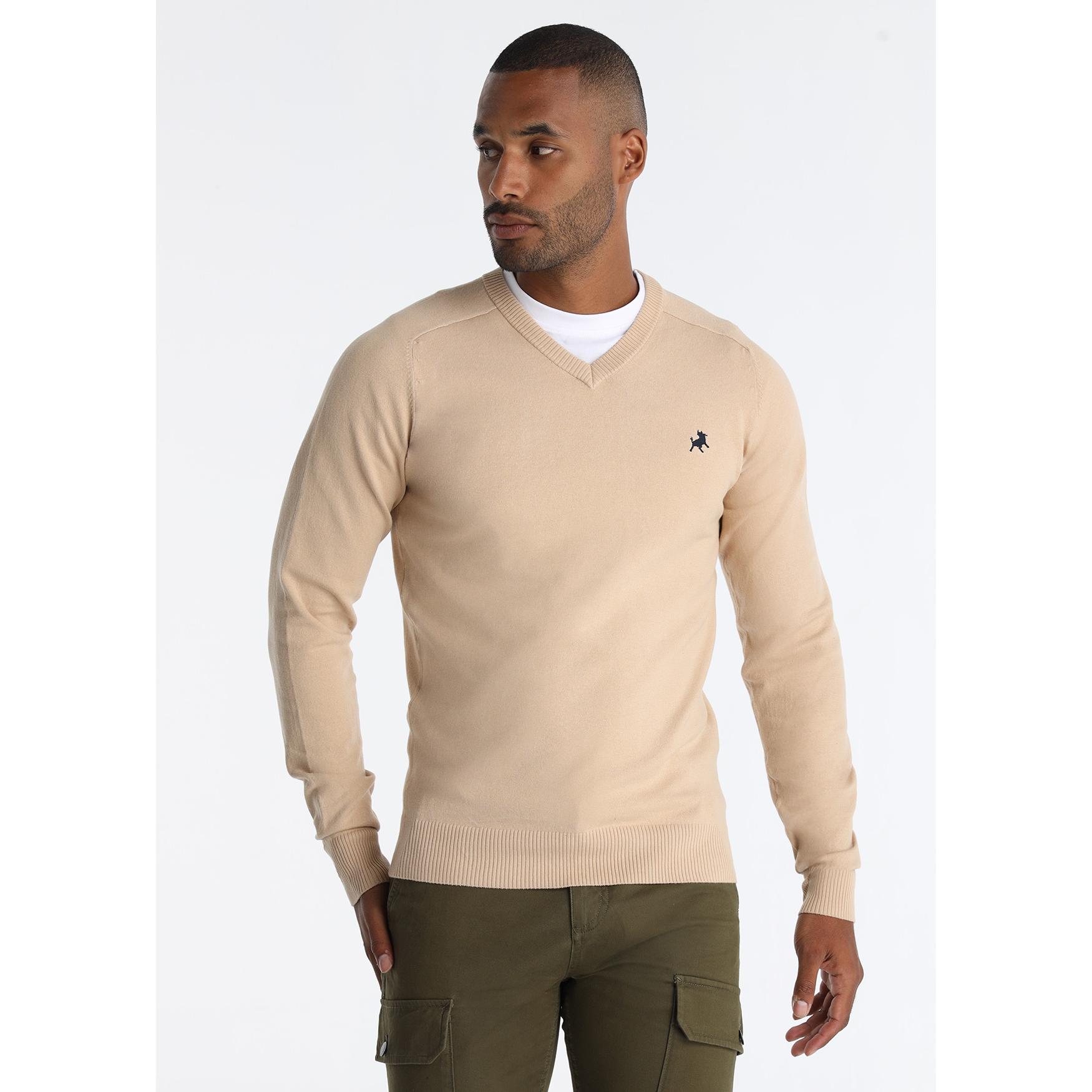 LOIS JEANS - Jersey basico tejido punto cuello pico logo bordado