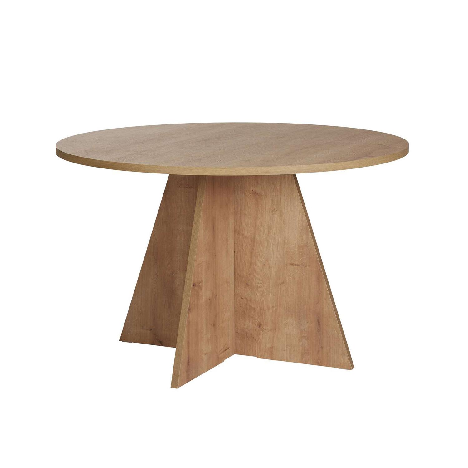 Mesa de comedor redonda bethany natural y madera para hogar moderno mueble de almacenaje - Homekit