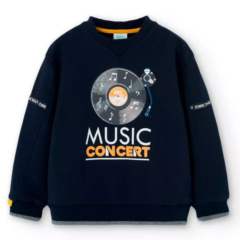 Boboli Sudadera Felpa básica de niño 505224 2440 MARINO ropa niños Winter BOBOLI ROYALE CORDONETS