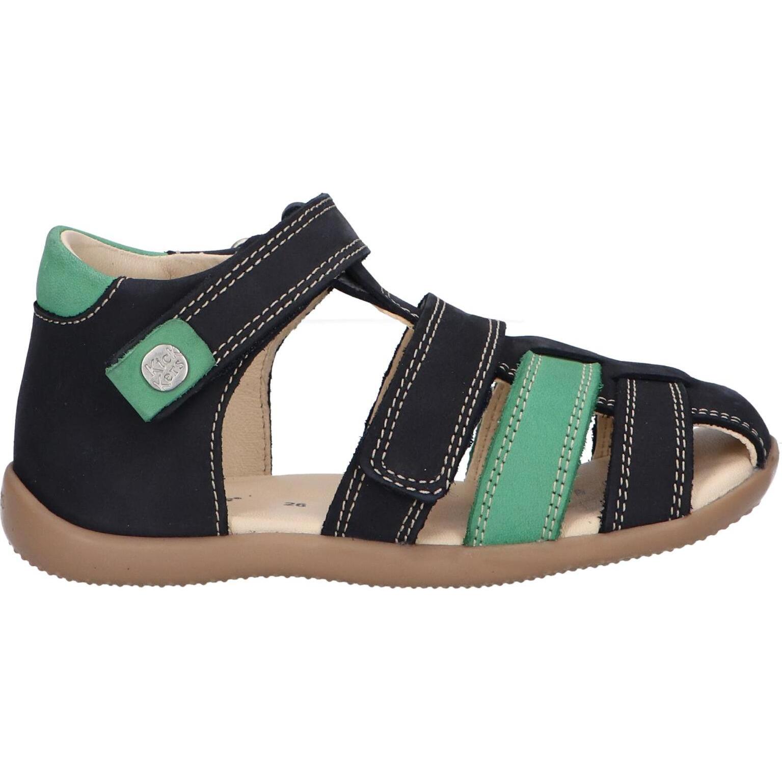 Kickers boy's sandals 927261 -10 bipod golf cuir nubuck 101 marine vert