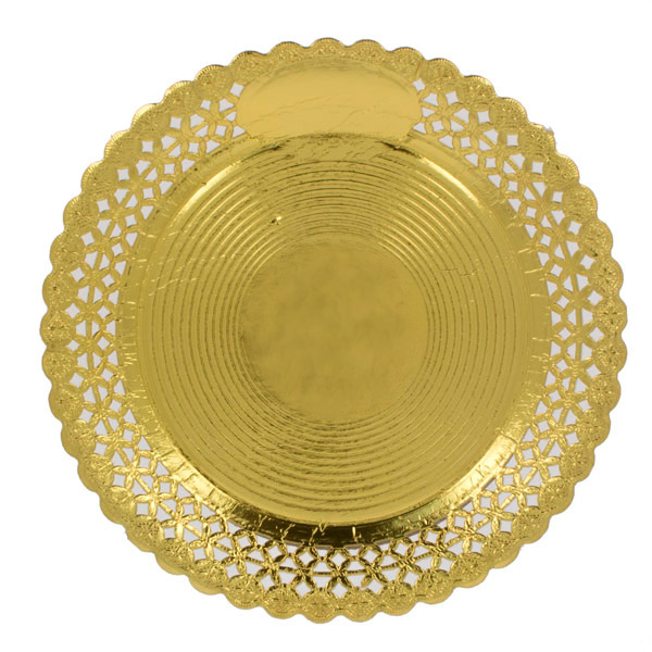 MONOUSO | Plato de Cartón Redondo Blonda Oro 30cm (50 Uds)