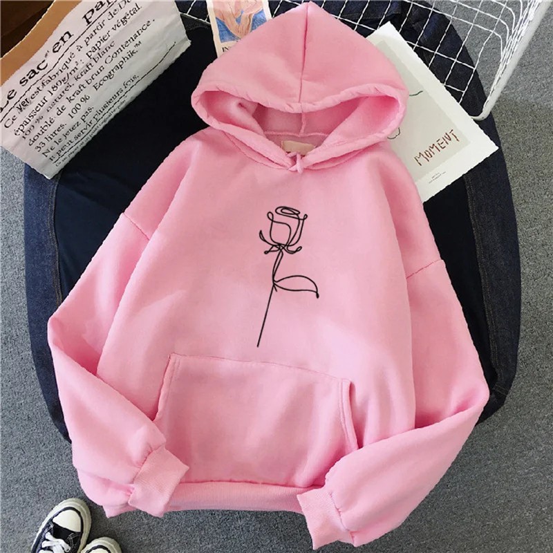 TK Sudadera De MujerITE With Capucha Estampada Floral Estilo Casual Manga Larga Gruesa Sueter Deort Suelto Para Otoño And Invierno