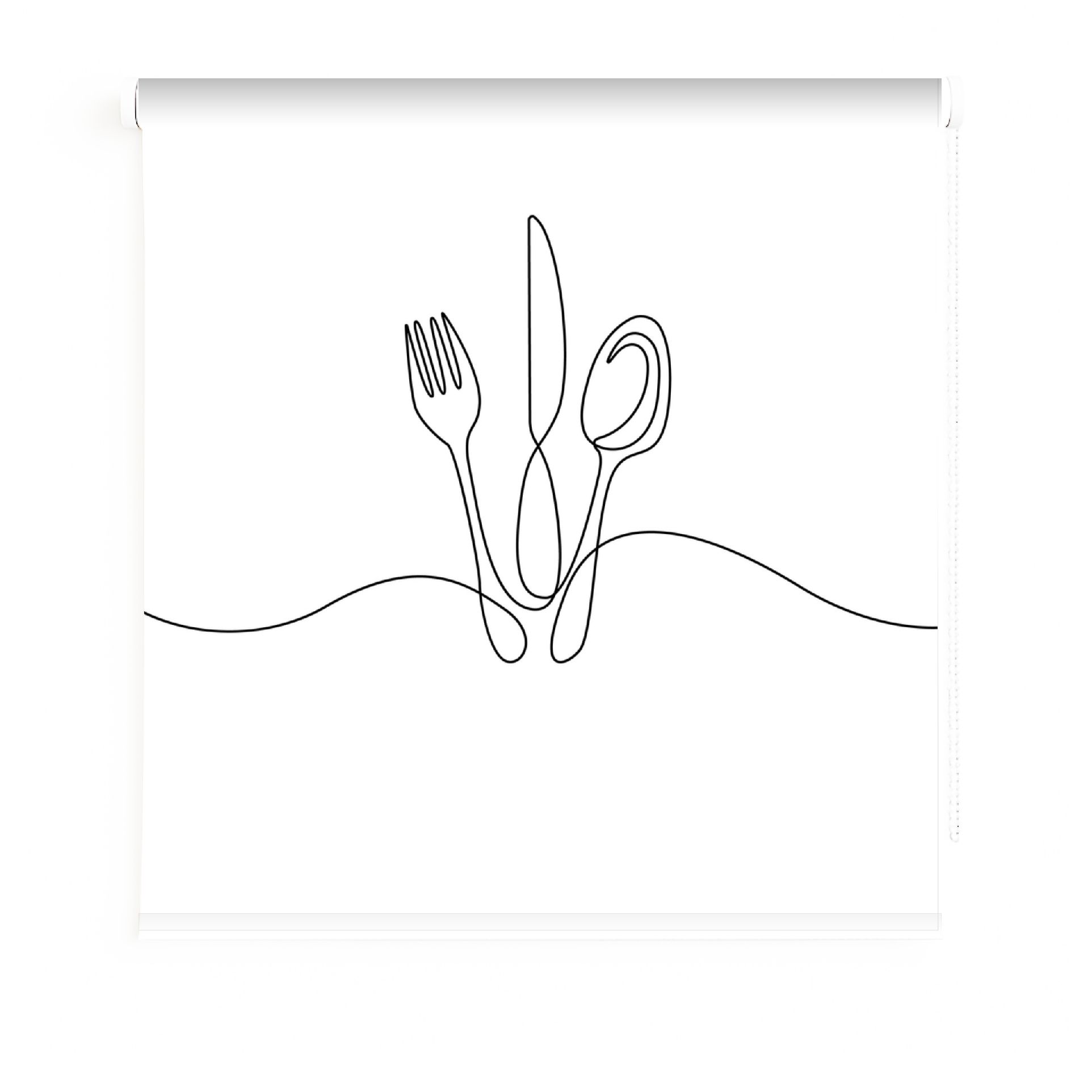 Estores Iroa – Estor Enrollable de Cocina con Diseño Minimalista de Cubiertos, Tejido Antibacteriano, Filtra la Luz y Protege del Sol, Hecho en España, Instalación Fácil y Garantía 2 Años