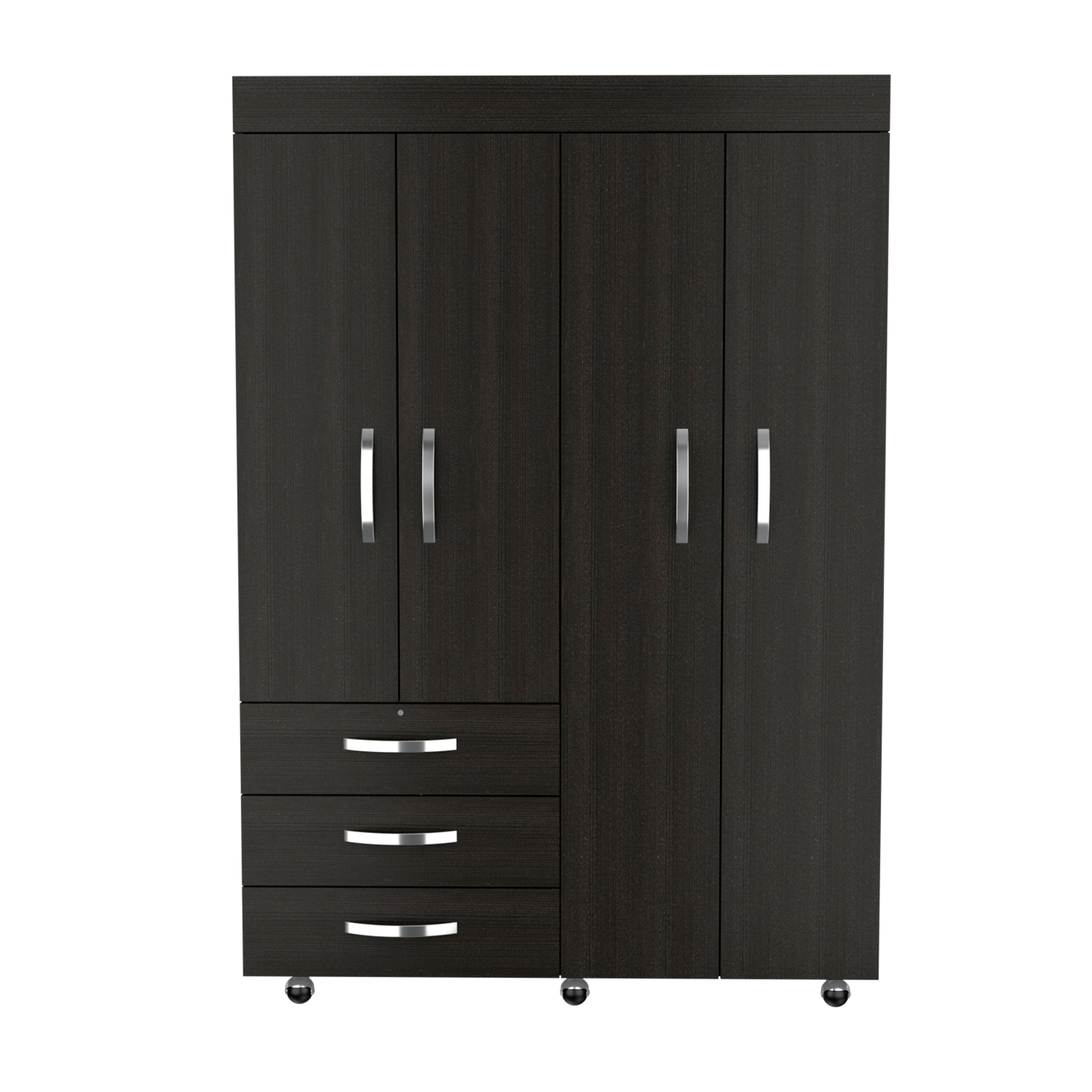 Armario Móvil Denver TUHOME con Ruedas, 4 Puertas y 3 Cajones - Almacenamiento Completo