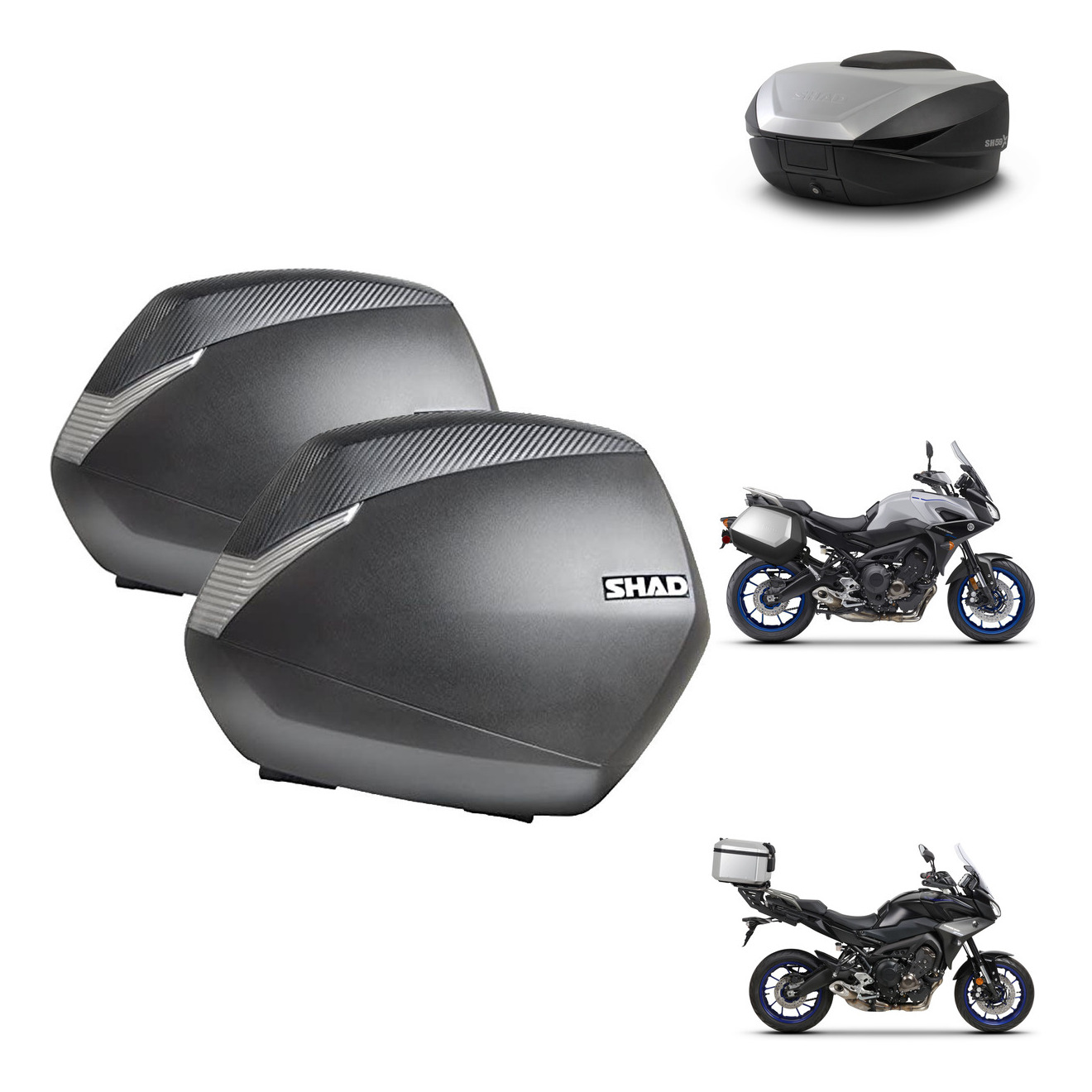 Baul Trasero + Maletas Laterales + Herraje 3P + Herraje Montaje Sh36 Sh 36 Sh59x Alu KIT-262990