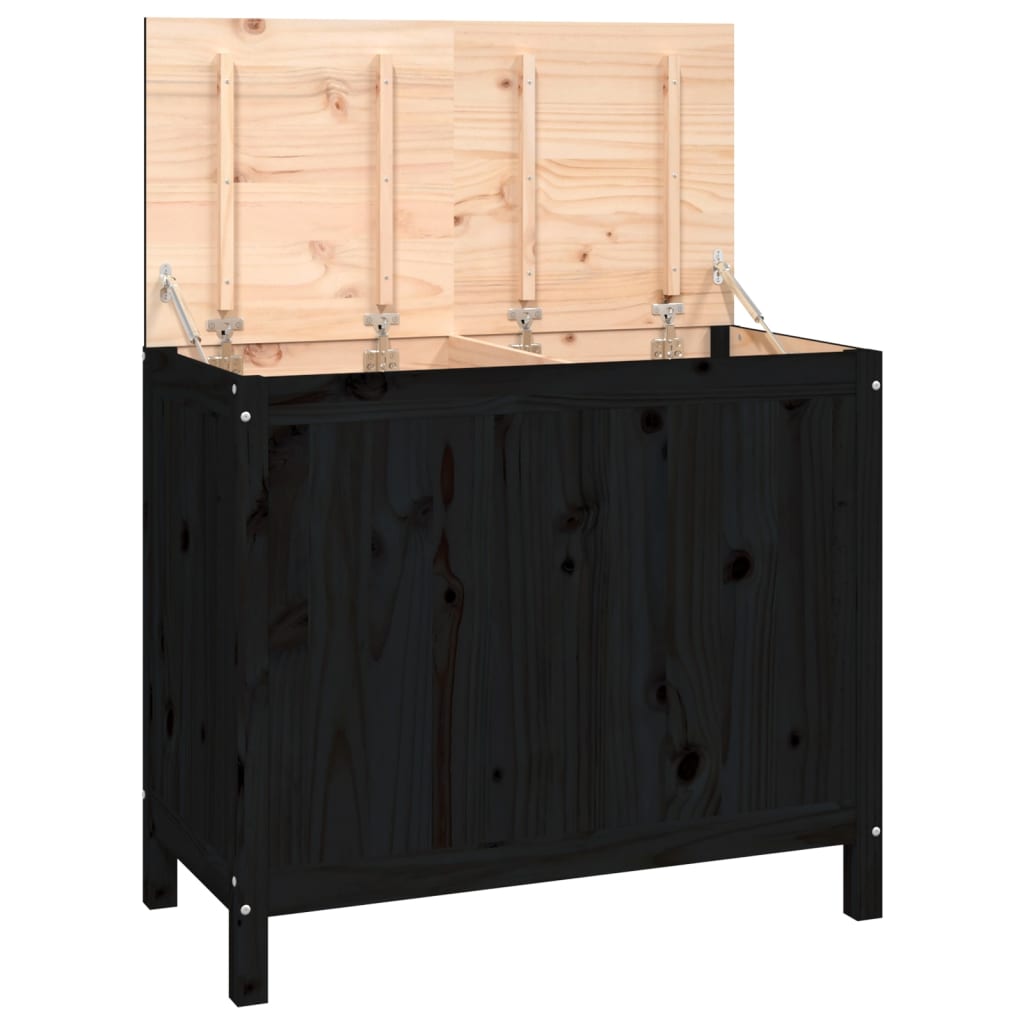 vidaXL Baúl para la colada madera maciza de pino negro 88,5x44x76 cm