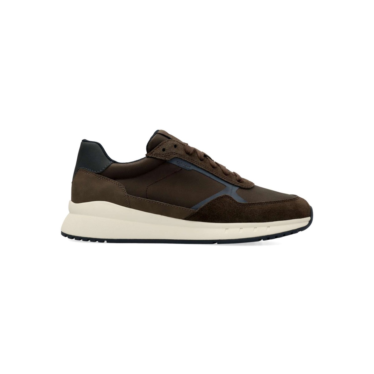 Geox - Zapatillas sneakers casual Branthon para hombre, fabricadas en piel y textil con confort y transpirabilidad, estilo retro-running