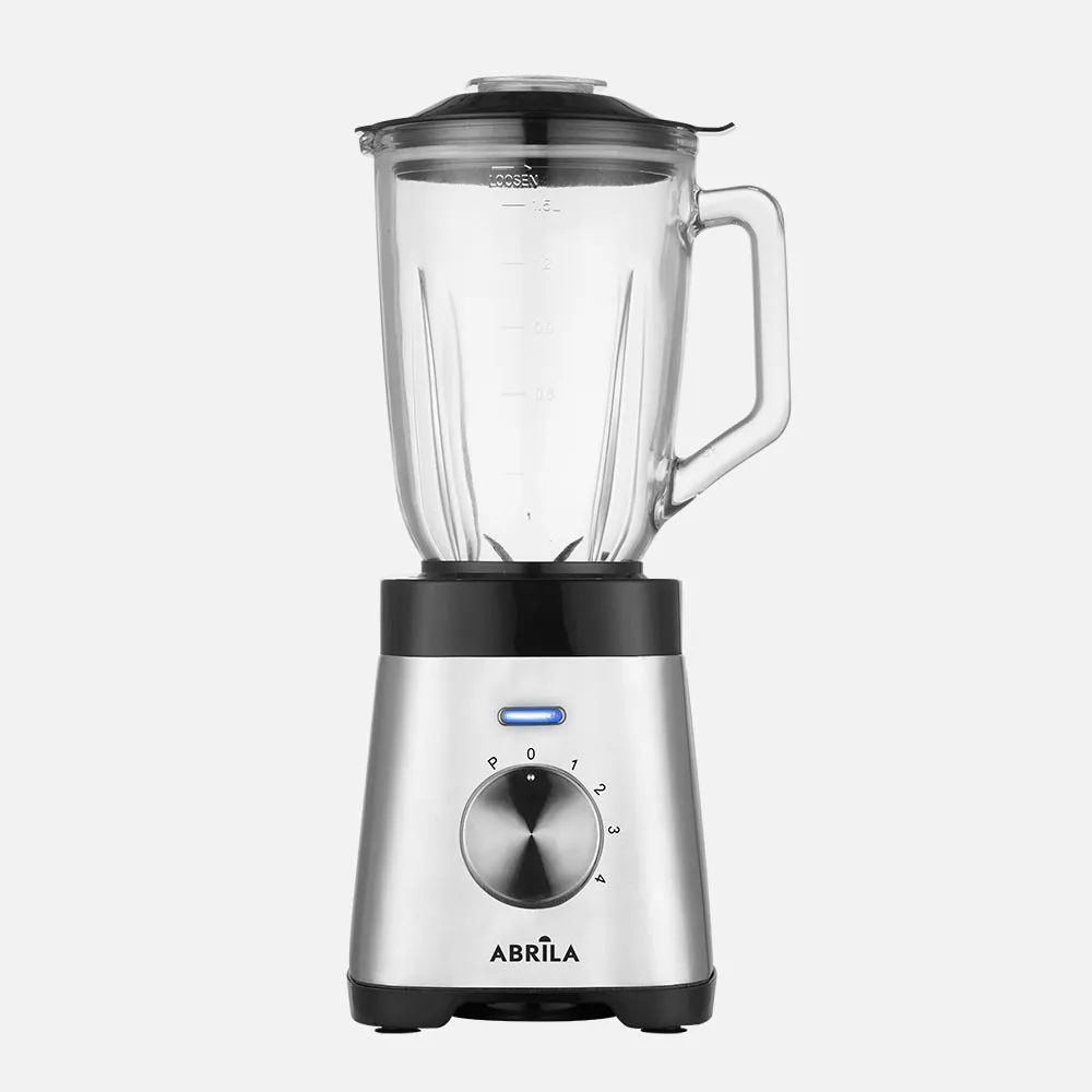 Batidora De Vaso Saeta Acero/negro 1000w 4vel+pulso 4hojas Ac.inox.1,5l Jarra Cristal Protecc.sobrecalentamiento 40x19x18cm - ABRILA