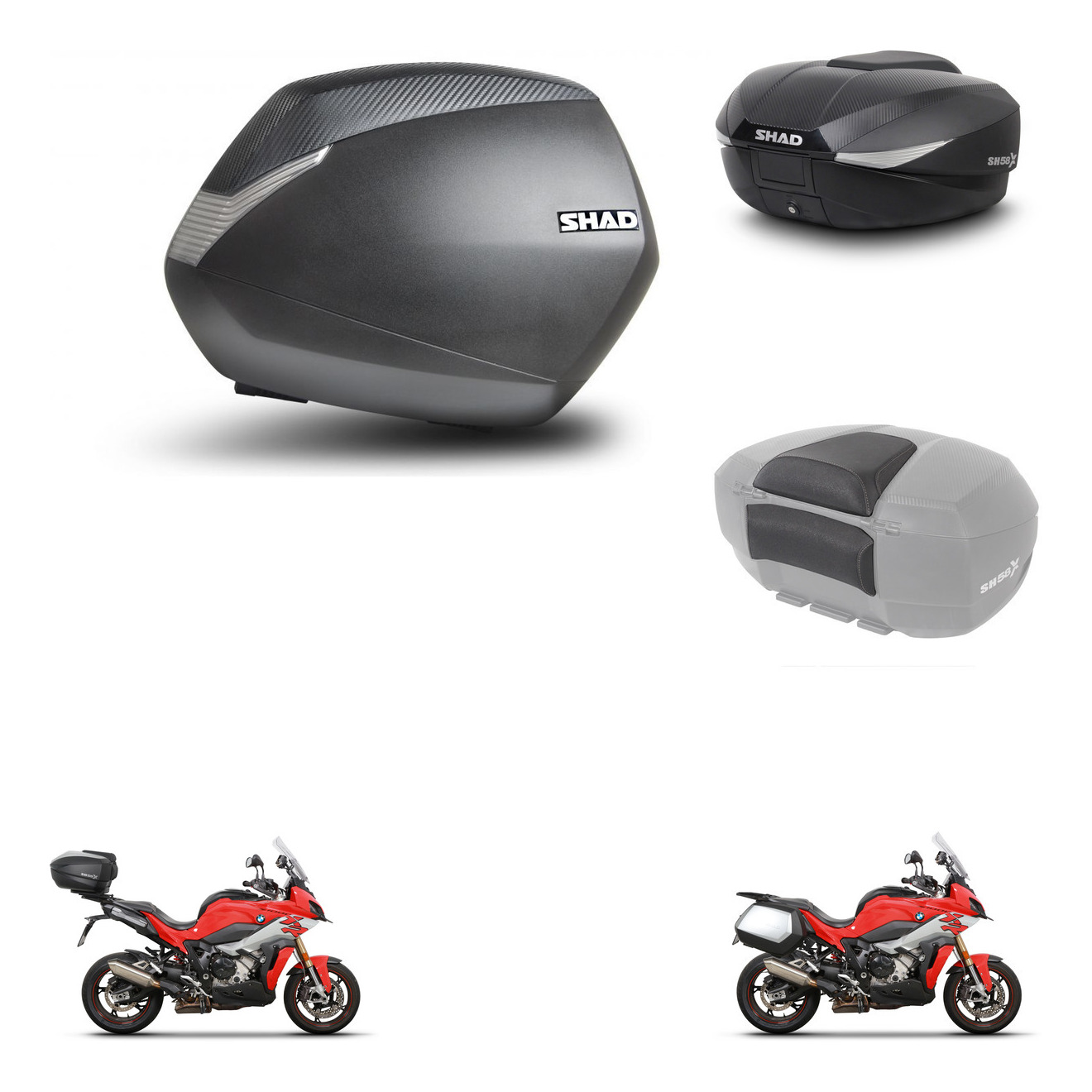 Baul Trasero + Maletas Laterales + Respaldo De Pasajero + Herraje 3P + Herraje Montaje Sh36 Sh 36 Sh58x KIT-261154