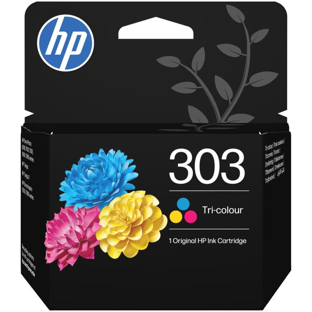 HP - Cartucho de tinta tricolor original 303 con rendimiento estándar para impresión diaria, compatible con HP Envy 6200, 7134, 7230, 7930, Tango X, 165 páginas