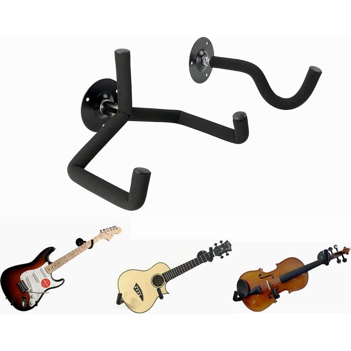 Adecuado para colgar ukelele/bajo/violín - Montaje en pared - Soporte horizontal para guitarra eléctrica en panel ranurado - Gancho para soporte de bajo - Colgador de guitarra angular - Soporte de guitarra para pared