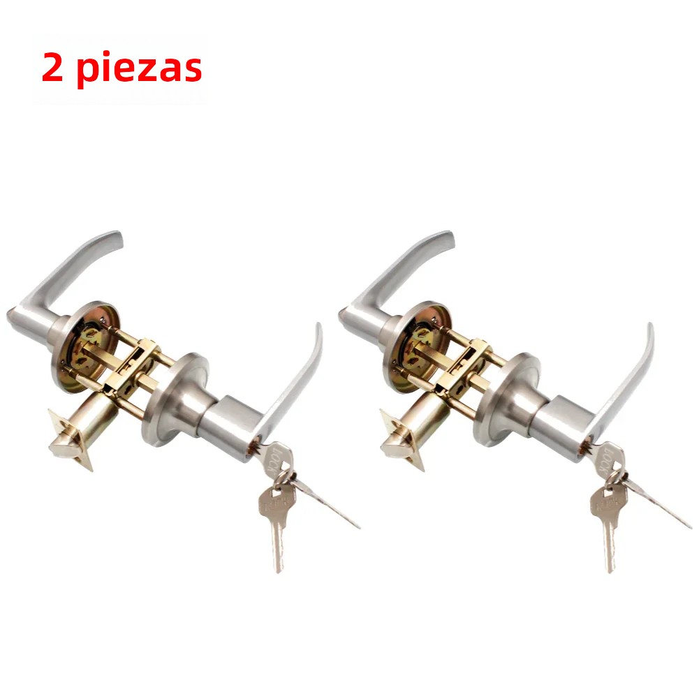 Om Home Cerradura De Manija De Puerta Con 3 Llaves Cerradura De Manilla Para Entrada Reemplazo De Perilla De Puerta Para Dormitorio Y Puerta Principal Material De Acero Inoxidable Puerta de 70-90 mm