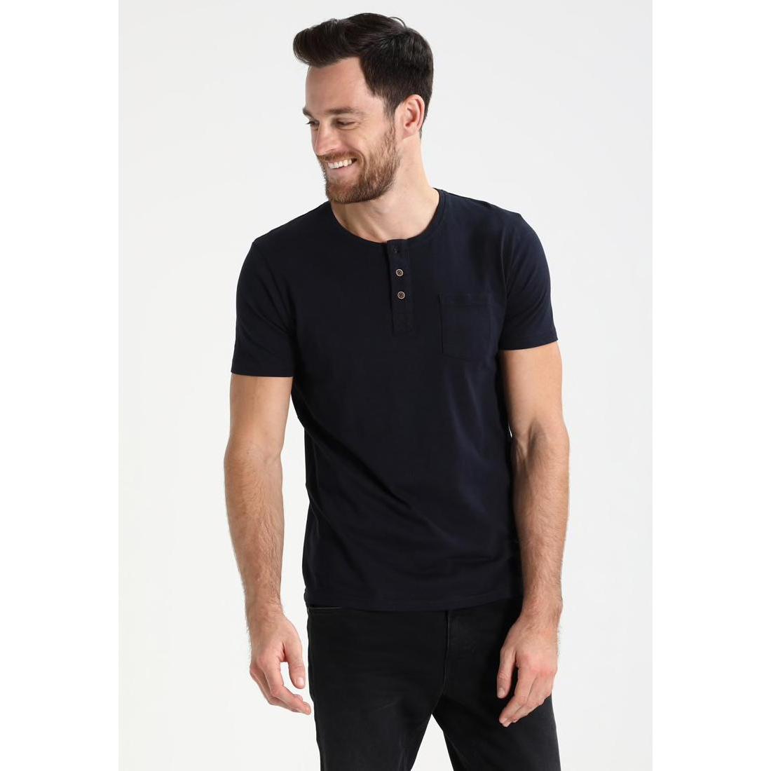 Tiffosi Camiseta Brian_Noos Azul Marino Hombre Básica con Cierre de Botones