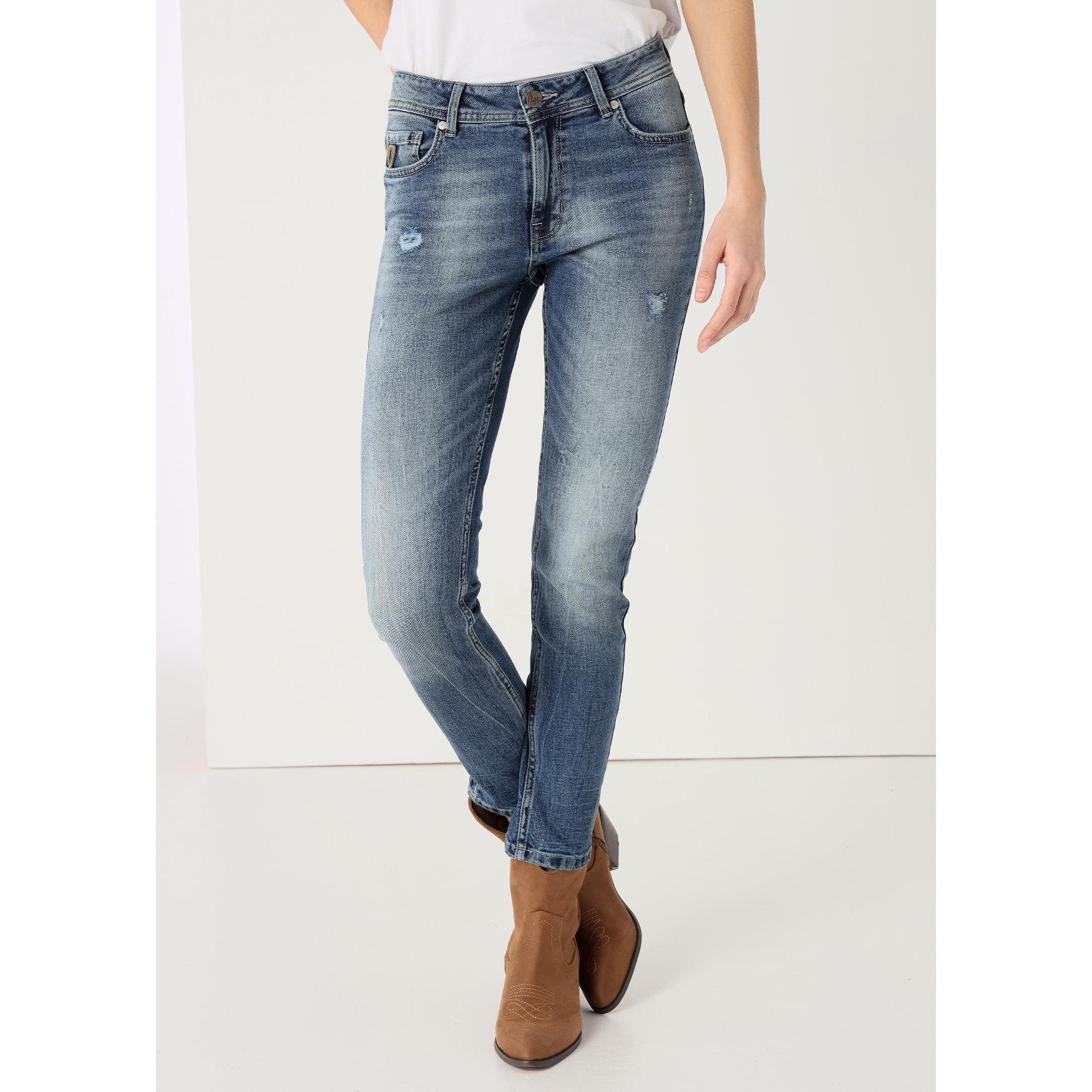 LOIS JEANS - Jeans rotos lavado medio azul - Skinny ankle - Tiro Corto  - Tallaje en Pulgadas- Tallaje en Pulgadas