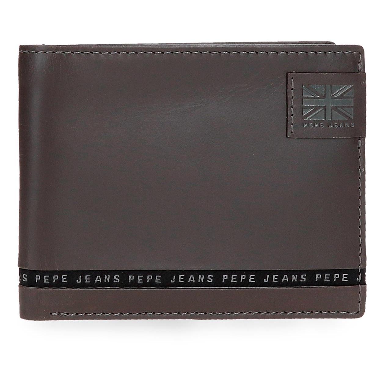 Billetero Pepe Jeans Tape Negro en Piel con Protección RFID con Ranuras para Tarjetas y Monedero con Cierre