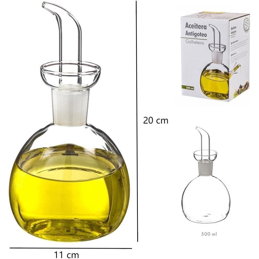 C.A | Aceitera de Cristal Antigoteo | Dispensador de Aceite con Dosificación Precisa | Diseño Limpio | Con Caja