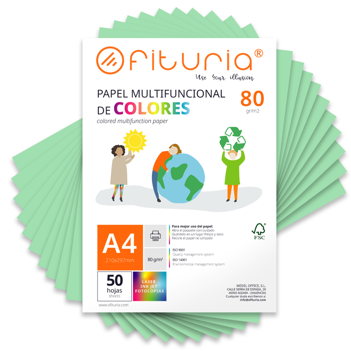 Folios de Colores, Packs de Hojas A4 80gr – Papel de Colores para Manualidades, Impresora, Scrapbooking – Folios Colores – Ideal Origami, Papiroflexia, Oficina y Escuela